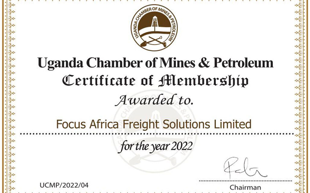 Focus Africa attains Uganda Chamber of Mines and Petroleum membership.