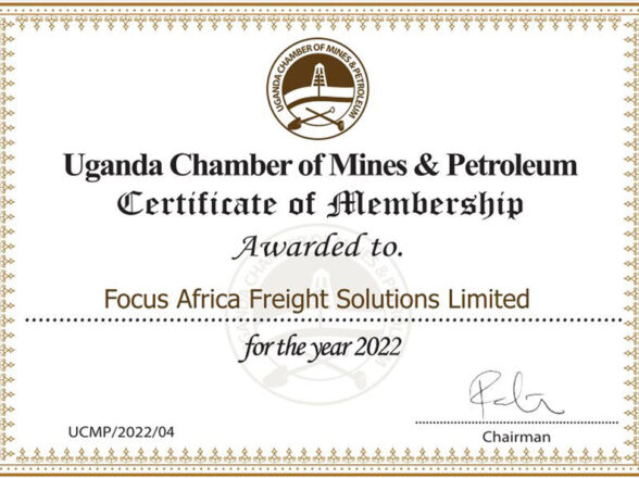 Focus Africa attains Uganda Chamber of Mines and Petroleum membership.